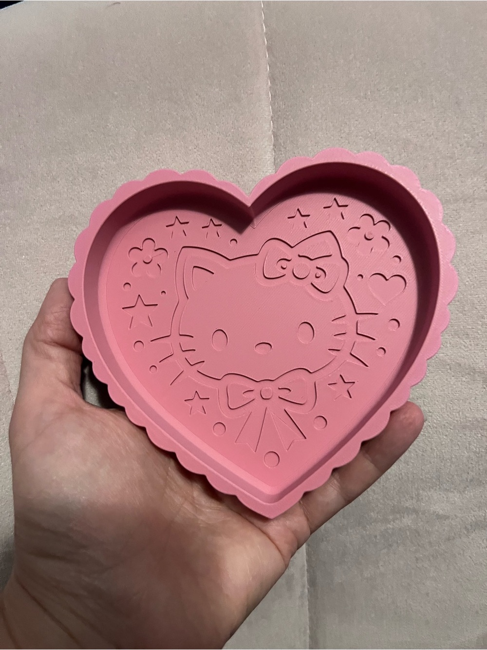 H. Kitty Cat Heart-Shaped Pink Character Trinket Tray